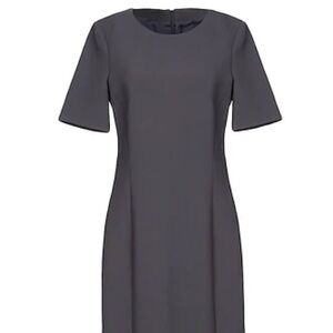 Peserico Textured Charcoal Gray Black Short Sleeve Zip Back Mini Dress Size S